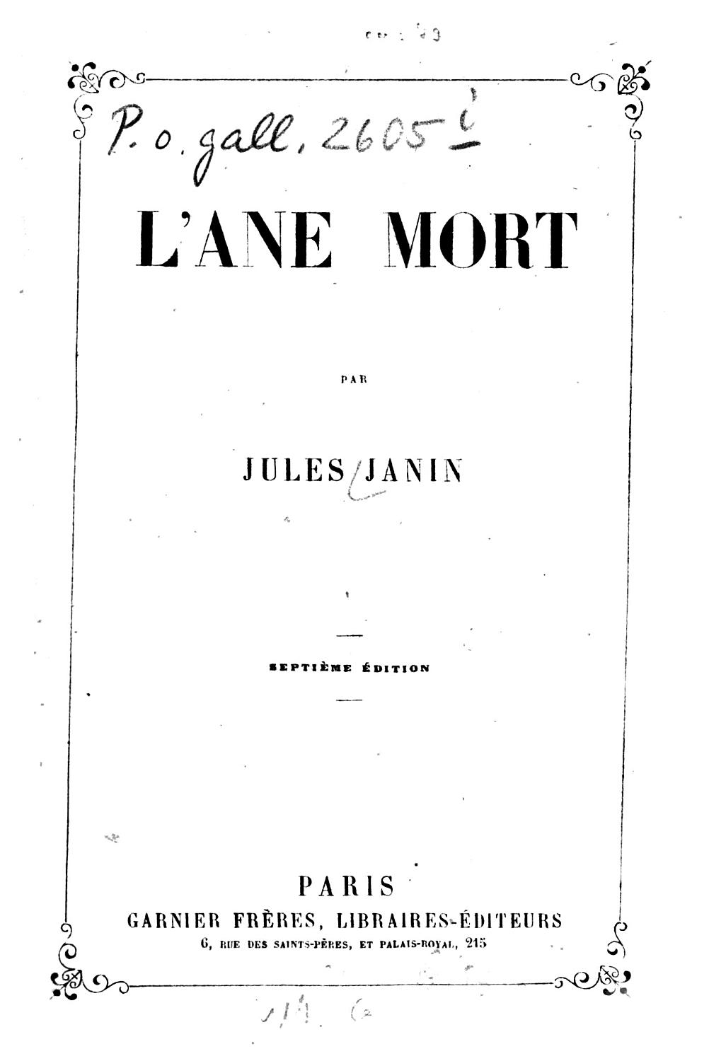 Couverture de L&rsquo;âne mort