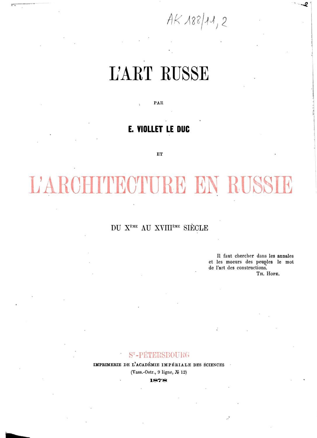 Couverture de L&rsquo;art russe: Ses origines, ses éléments constitutifs, son apogée, son avenir