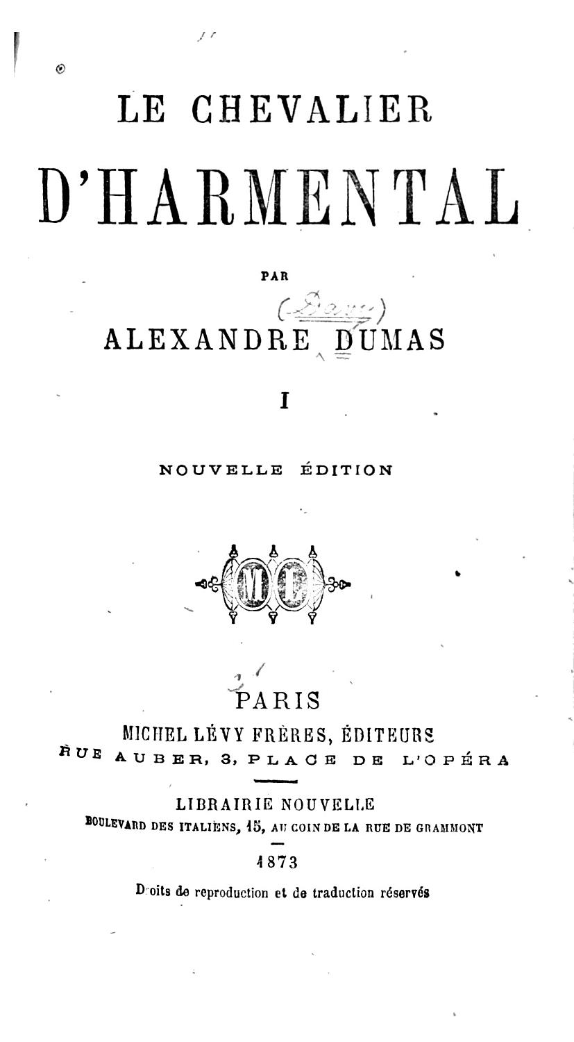 Couverture de Le chevalier d&rsquo;Harmental