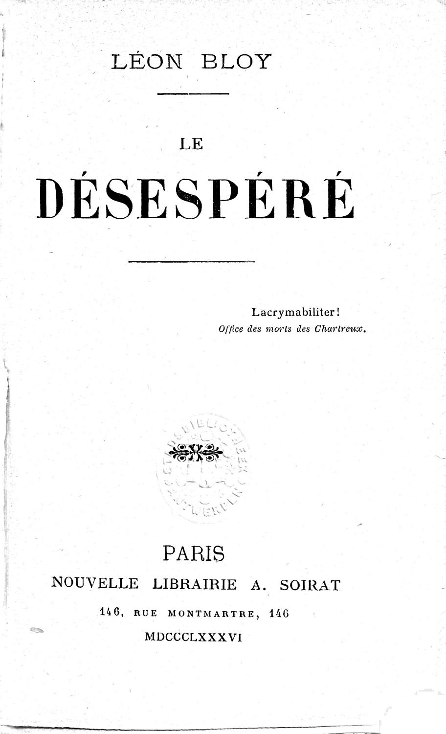Couverture de Le Désespéré