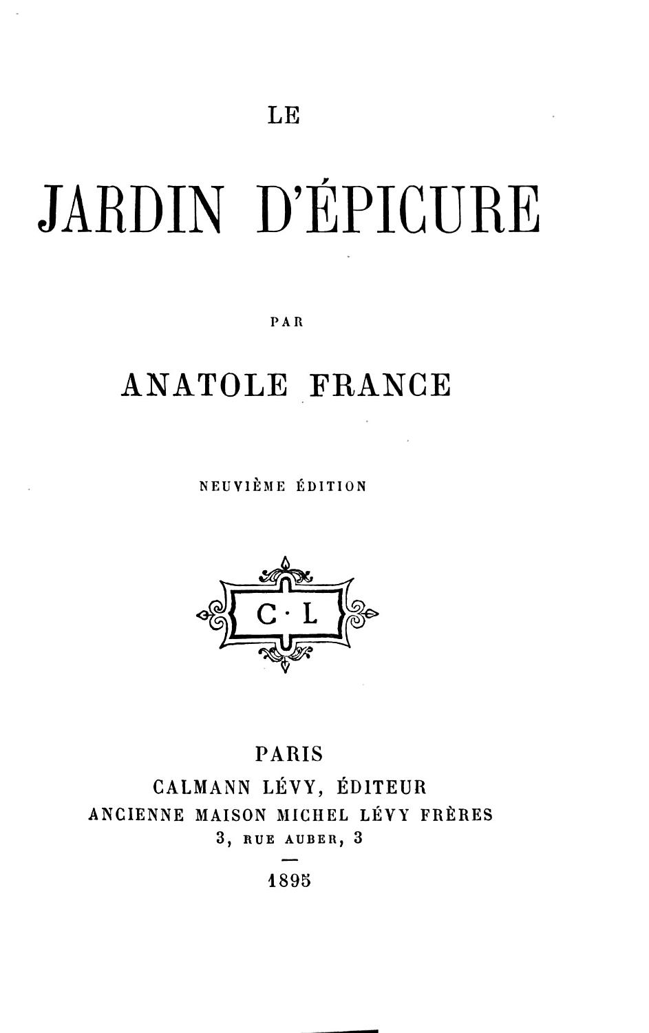 Couverture de Le Jardin d’Épicure