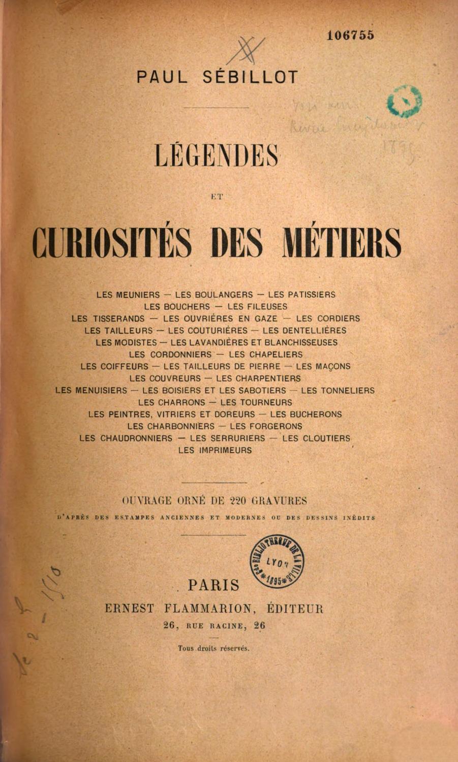 Couverture de Légendes et curiosités des métiers