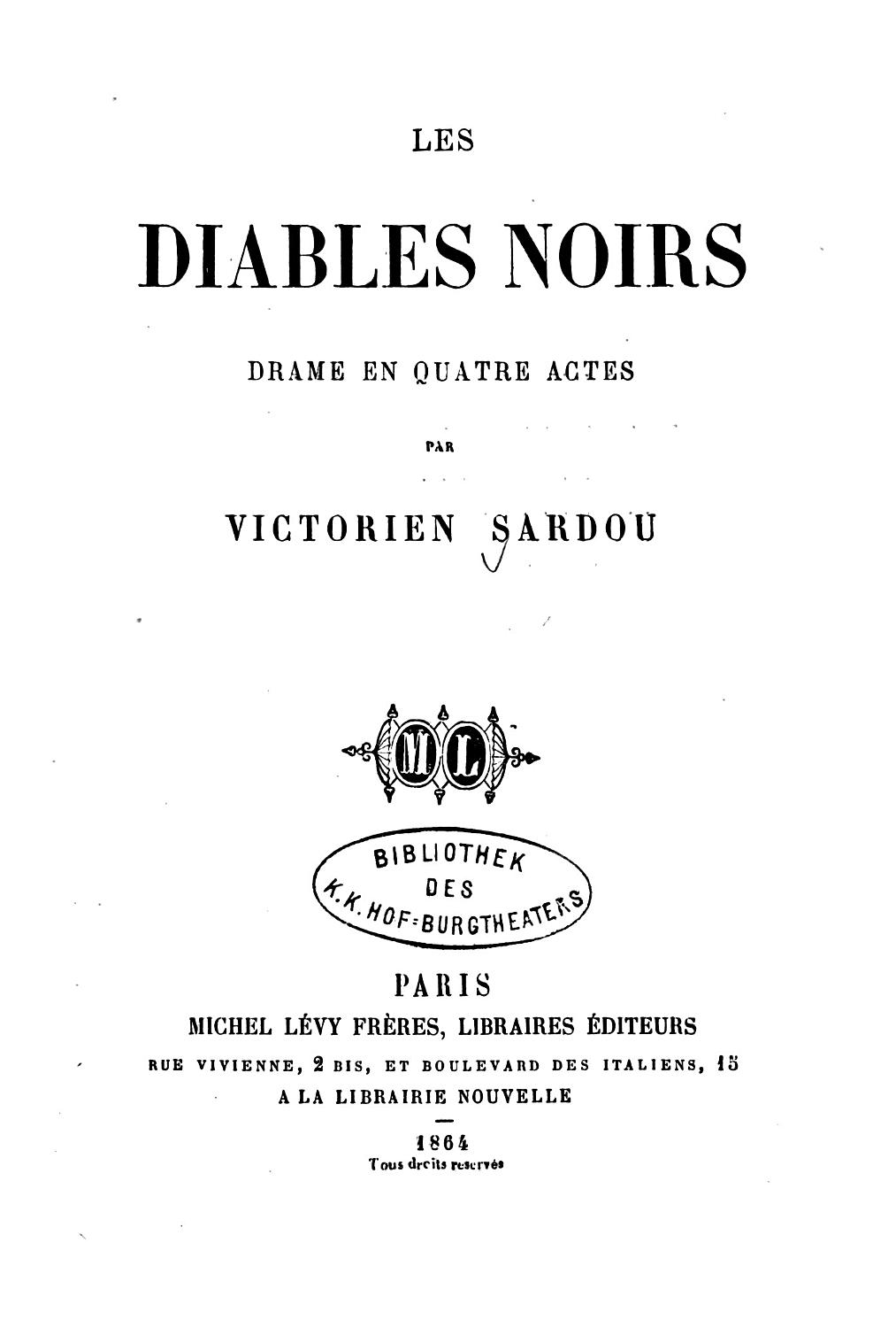 Couverture de Les diables noirs: drame en quatre actes