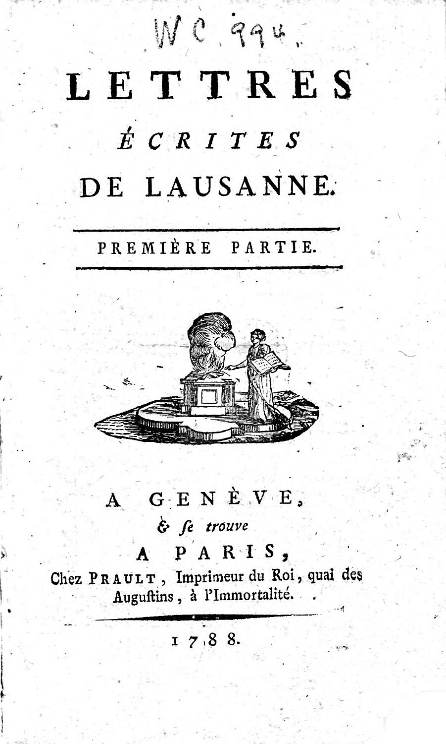 Couverture de Lettres écrites de Lausanne