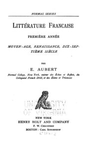 Couverture de Littérature Française (Première Année)
