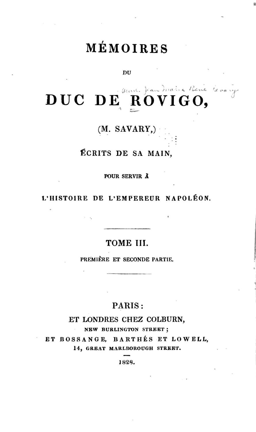 Couverture de Mémoires du duc de Rovigo, pour servir à l’histoire de l’empereur Napoléon, Tome 4