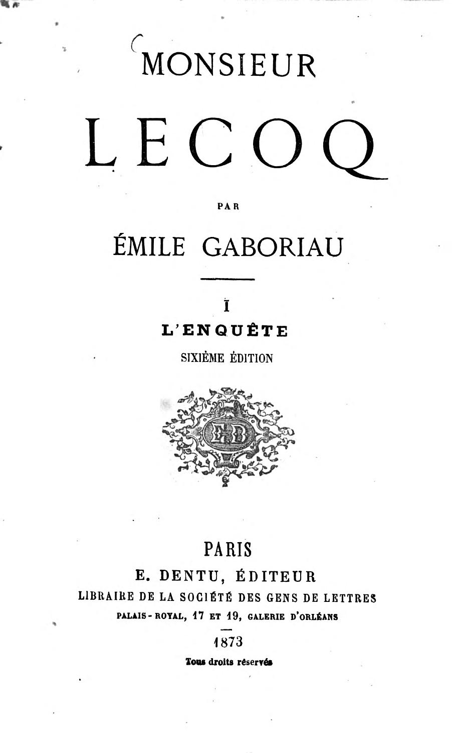 Couverture de Monsieur Lecoq — Volume2
L&rsquo;honneur du nom