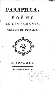 Couverture de Parapilla, poëme en cinq chants