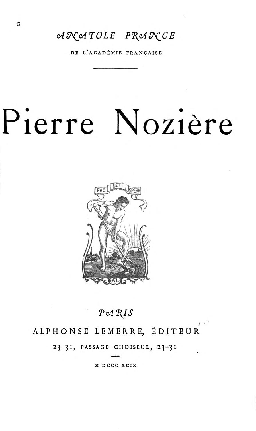 Couverture de Pierre Nozière