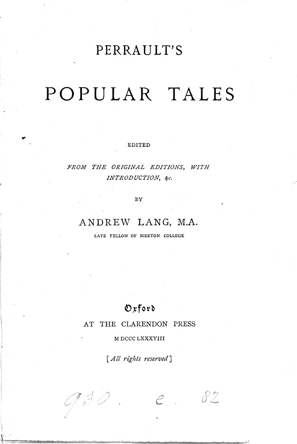 Couverture de Popular Tales