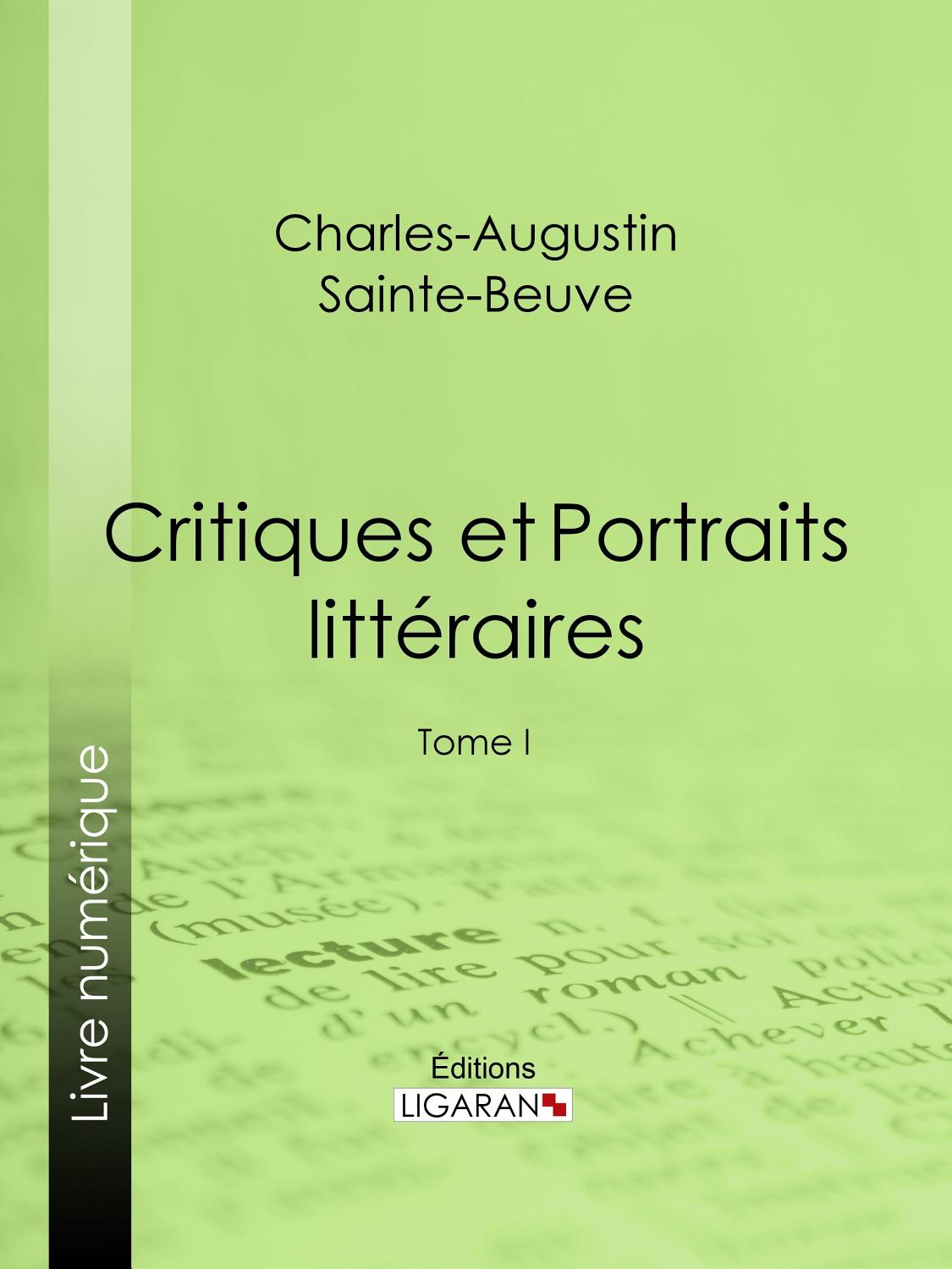 Couverture de Portraits littéraires, Tome I