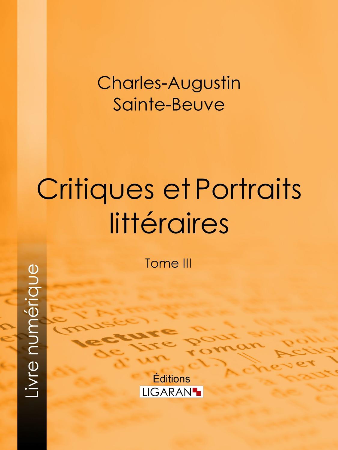 Couverture de Portraits littéraires, Tome III
