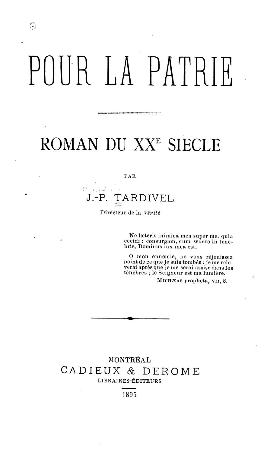 Couverture de Pour la patrie: Roman du XXe siècle