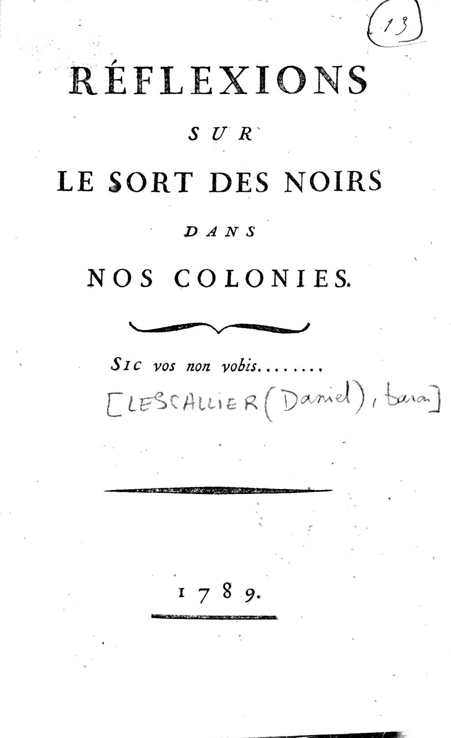 Couverture de Réflexions sur le sort des Noirs dans nos colonies