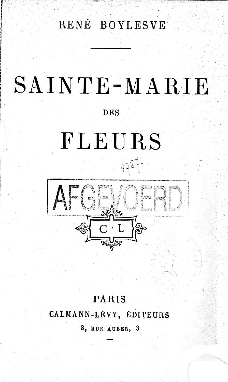 Couverture de Sainte-Marie-des-Fleurs: Roman