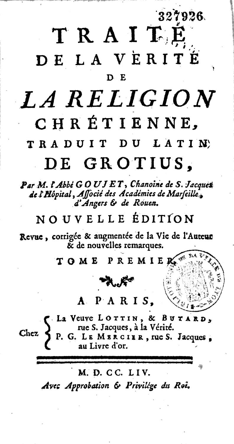 Couverture de Traité de la Vérité de la Religion Chrétienne