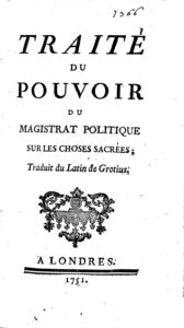 Couverture de Traité du Pouvoir du Magistrat Politique sur les choses sacrées
