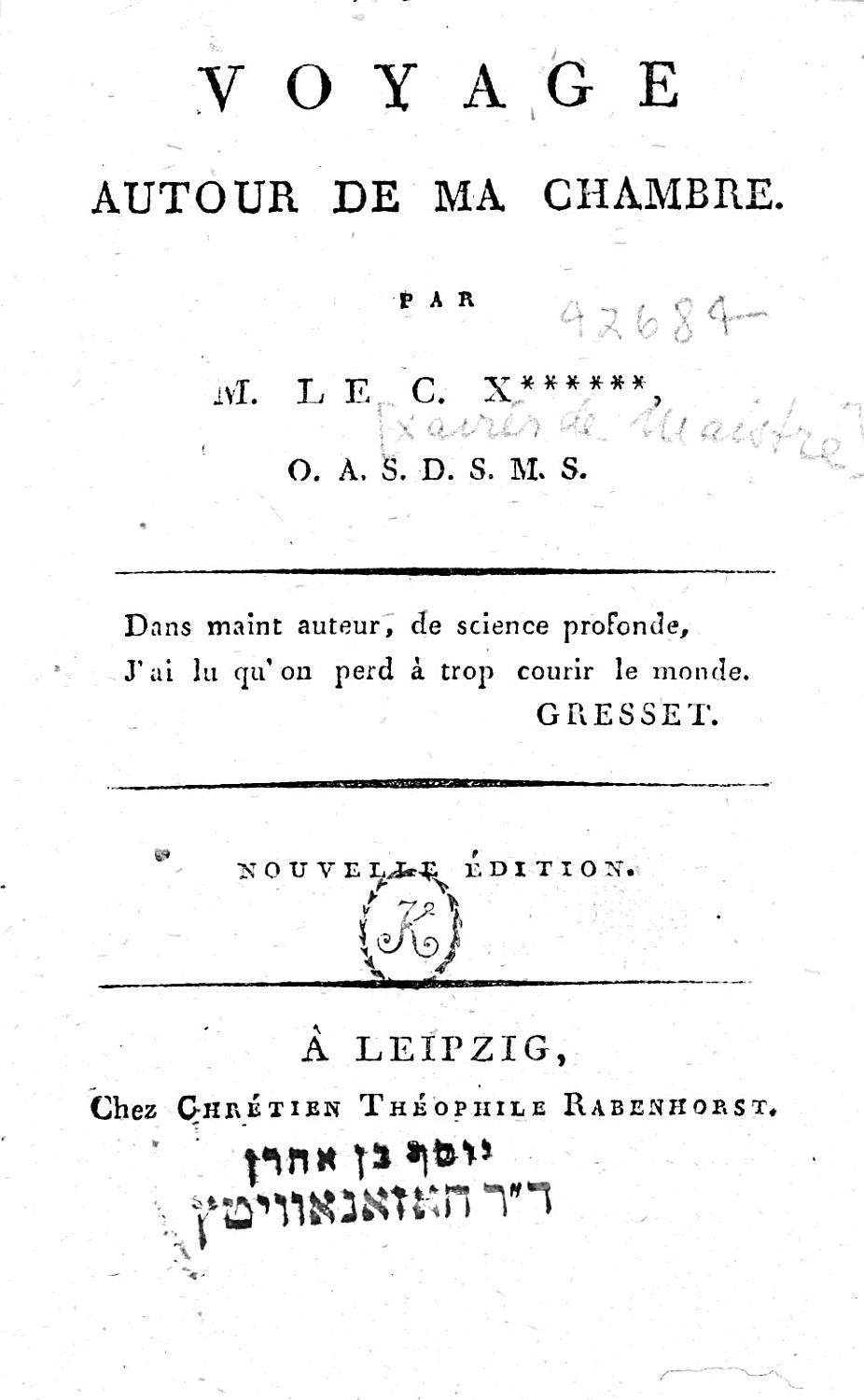 Couverture de Voyage autour de ma chambre
