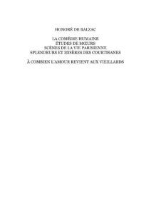 A COMBIEN LAMOUR REVIENT AUX VIEILLARDS