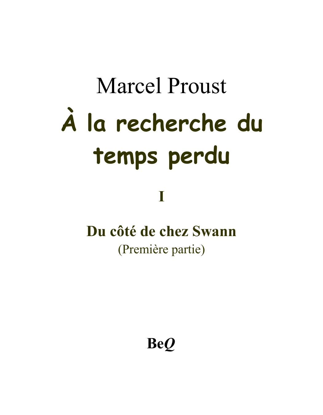 A La Recherche Du Temps Perdu I