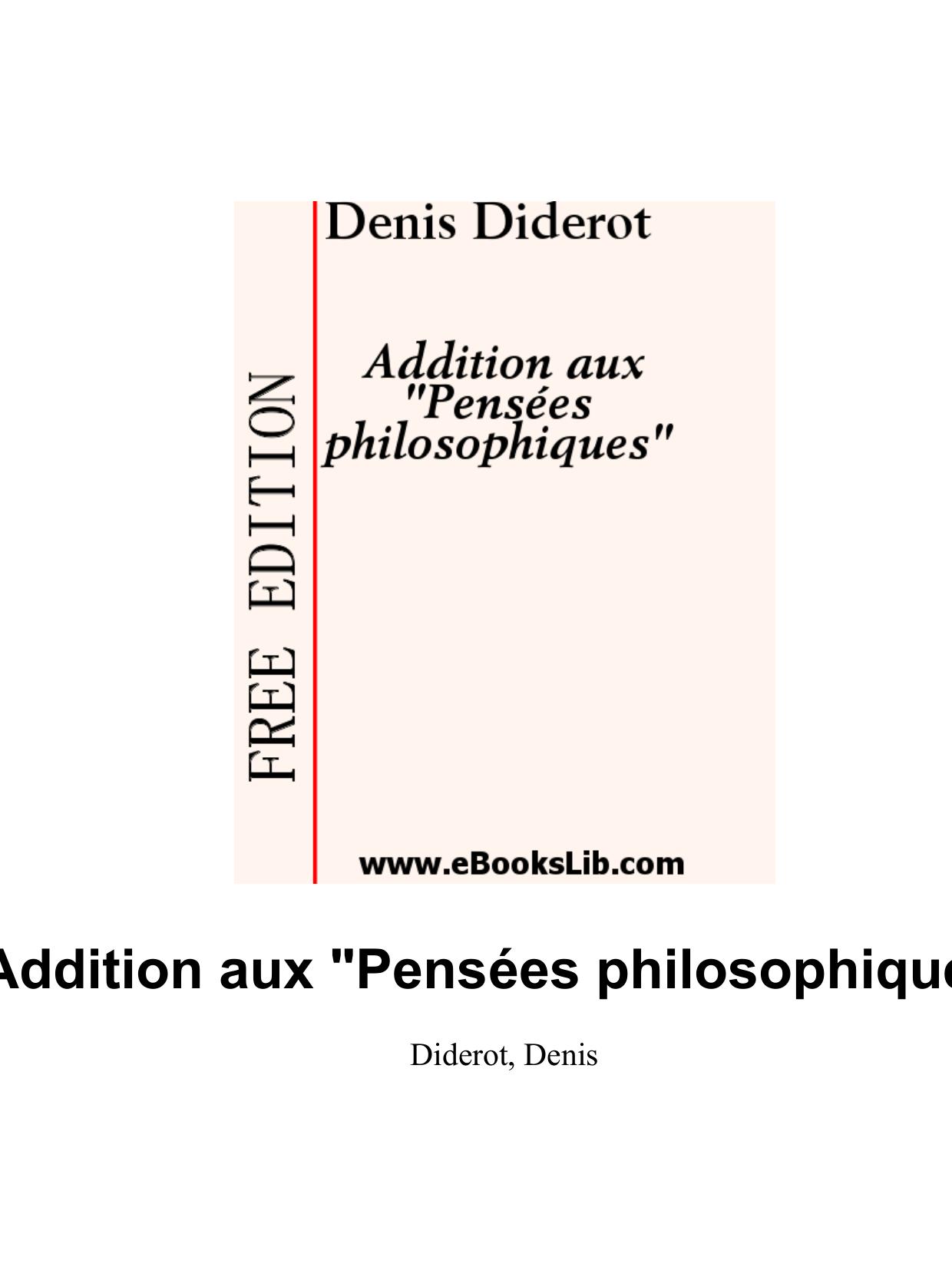 Addition Aux Pensees Philosophiques