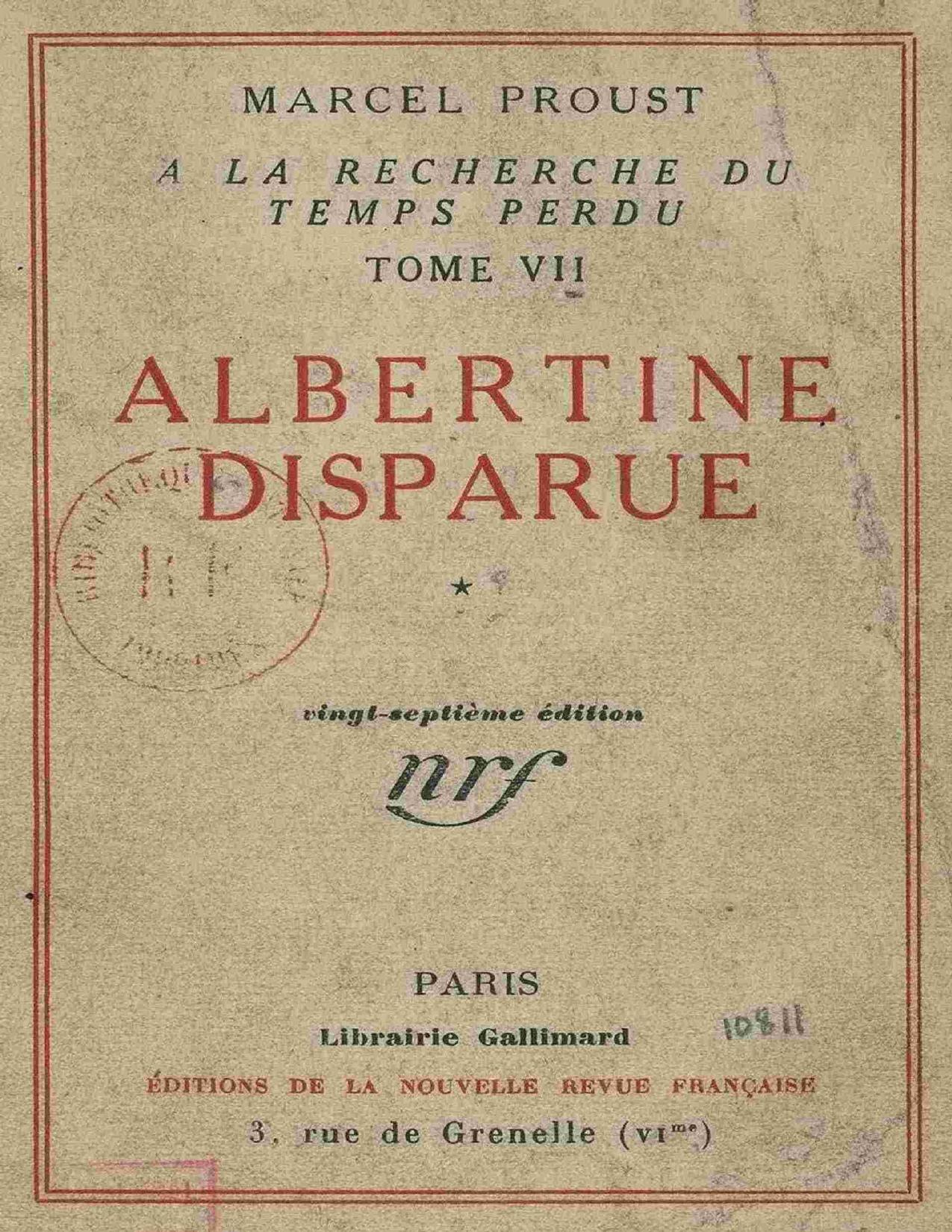 Albertine Disparue Vol 1 Of 2 A La Recherche Du Temps Pe