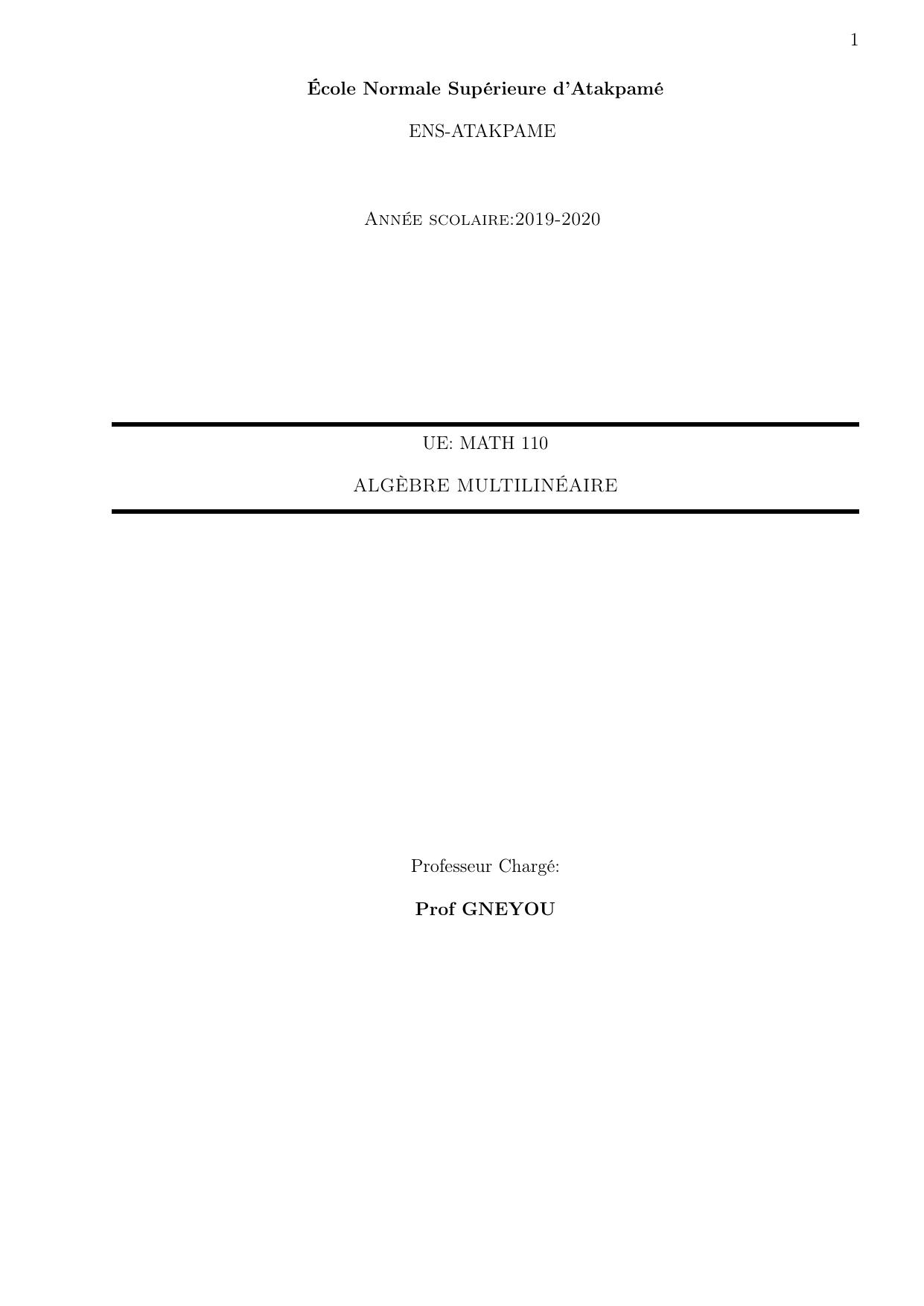 Algebre Multilin