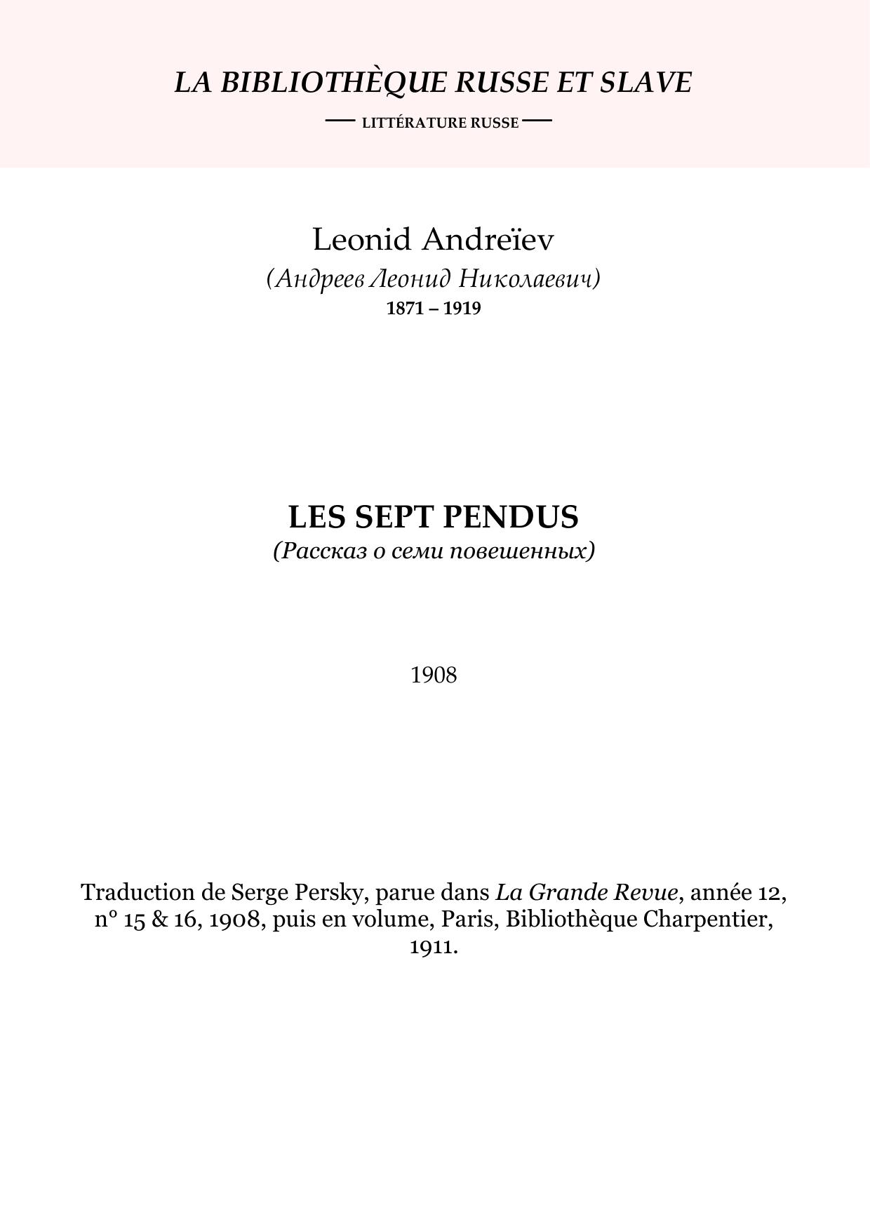 Andreiev Les Sept Pendus