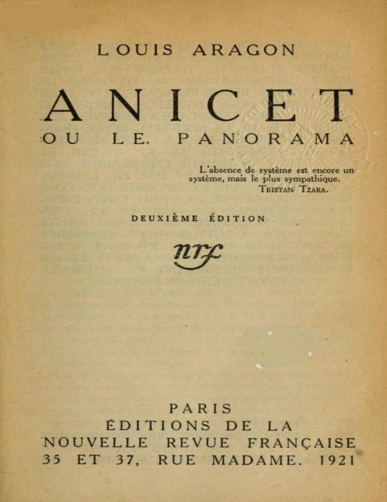 Anicet Ou Le Panorama