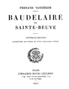 Baudelaire Et Sainte Beuve