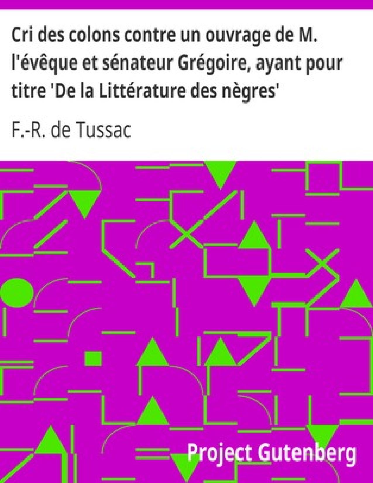 Cri Des Colons Contre Un Ouvrage De M. Leveque Et Senateur