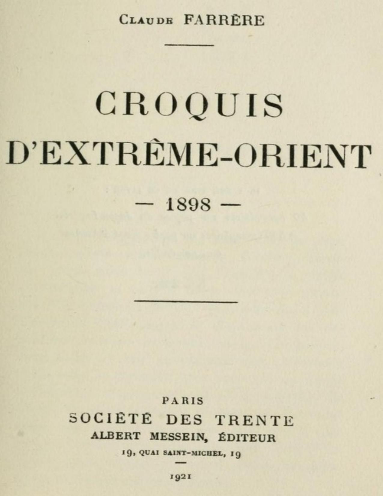 Croquis DExtreme Orient 1898