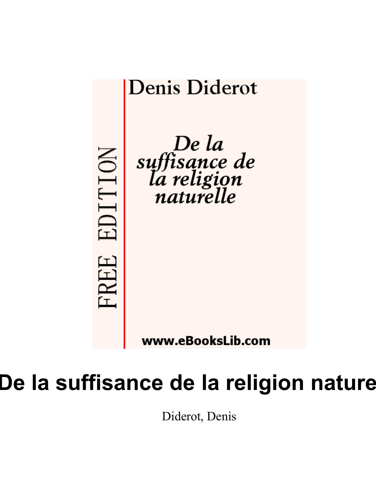 De La Suffisance De La Religion Naturelle