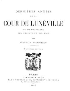 Dernieres Annees De La Cour De Luneville Mme De Boufflers