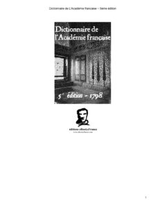 Dictionnaire De LAcademie Francaise 5eme Edition