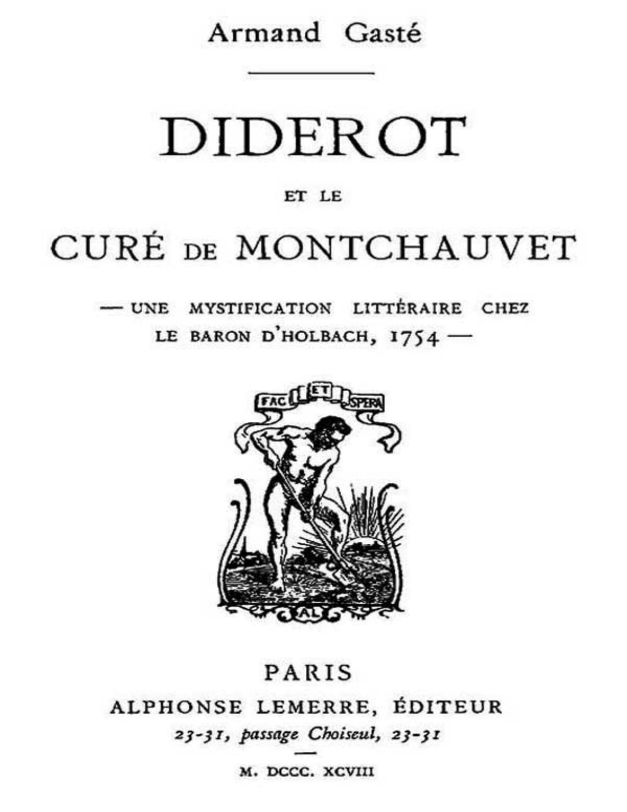 Diderot Et Le Cure De Montchauvet Une Mystification Litter