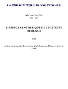 Eck L Aspect Synthetique De Lhistoire De Russie