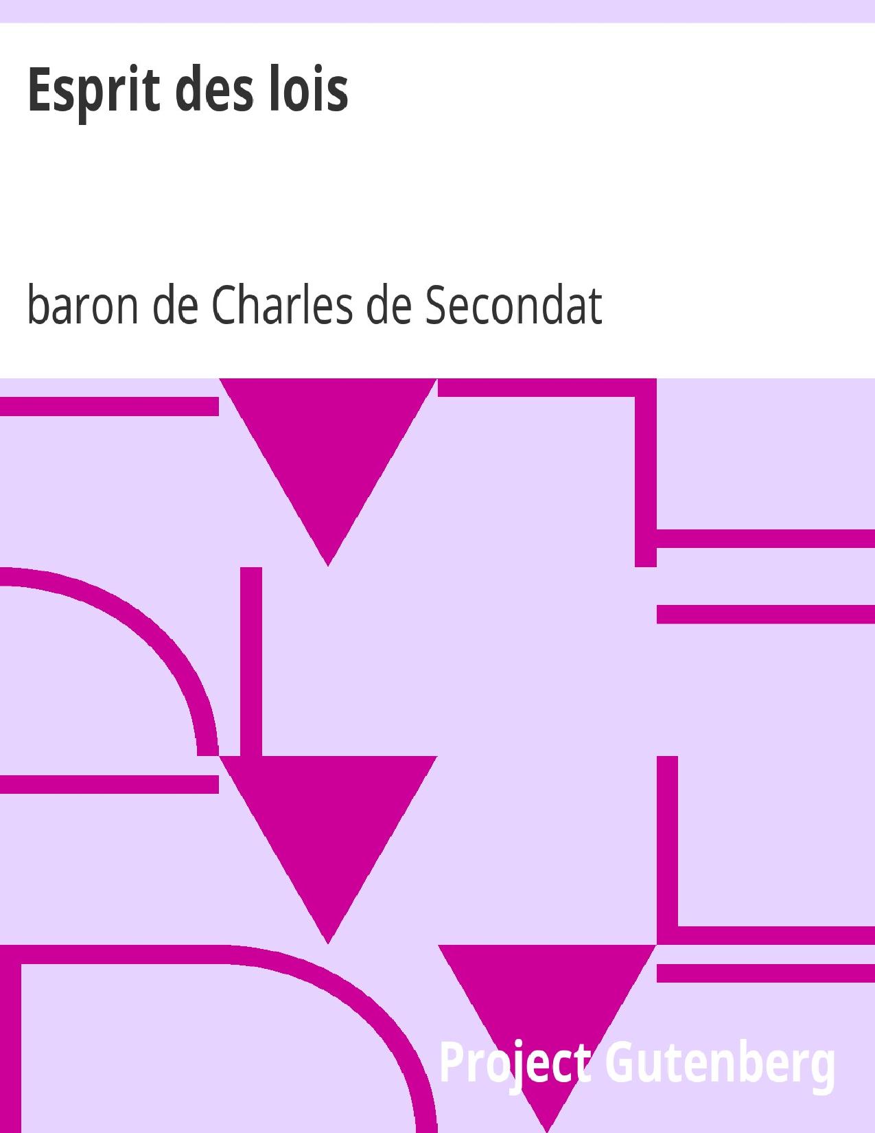 Esprit Des Lois Livres I A V Precedes Dune Introduction