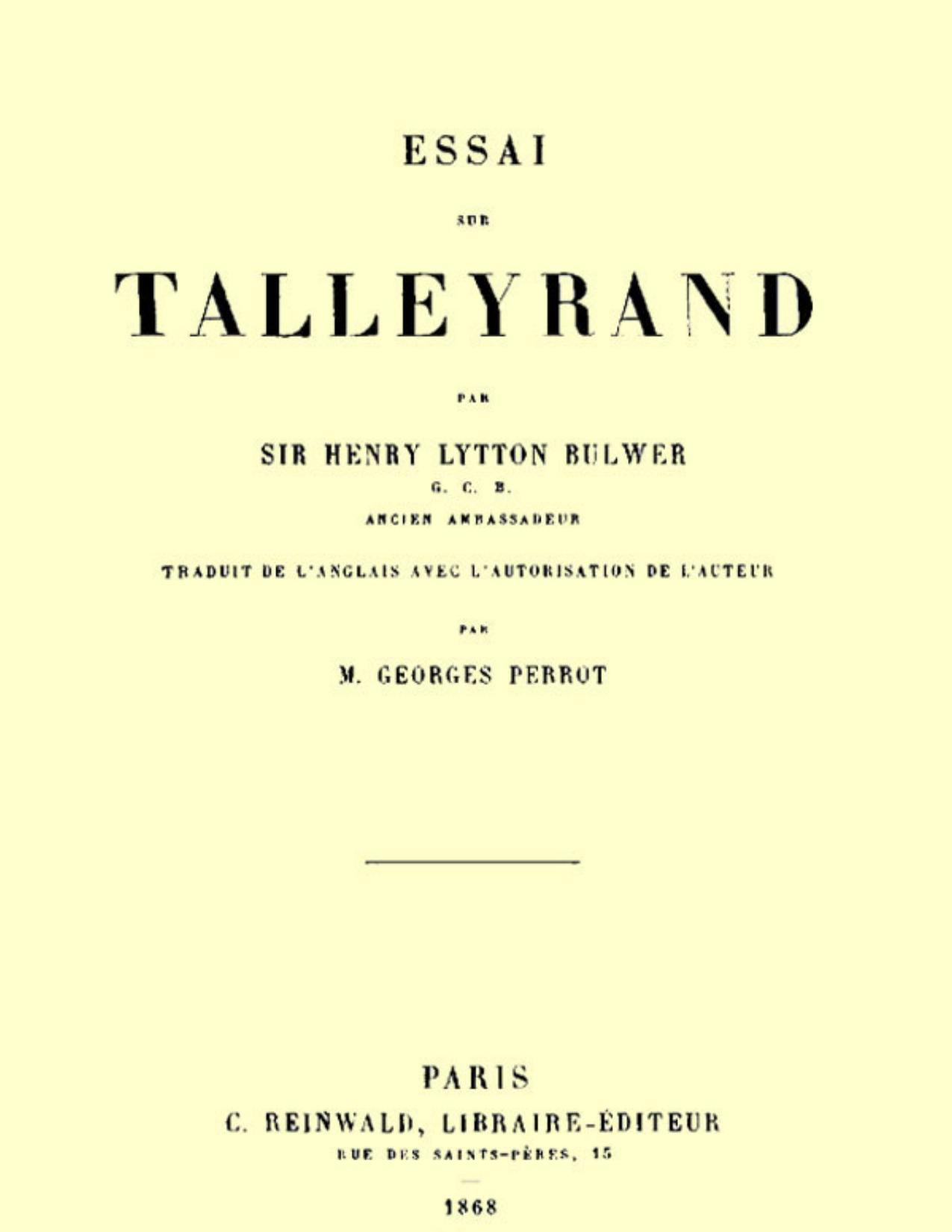 Essai Sur Talleyrand
