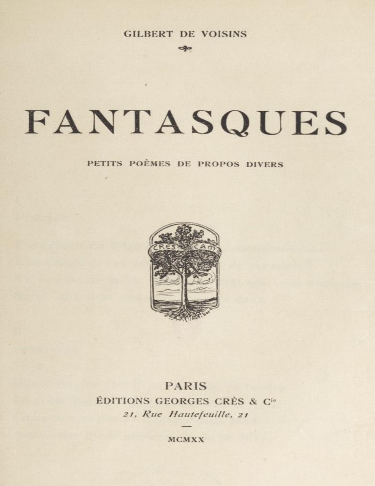 Fantasques Petits Poemes De Propos Divers