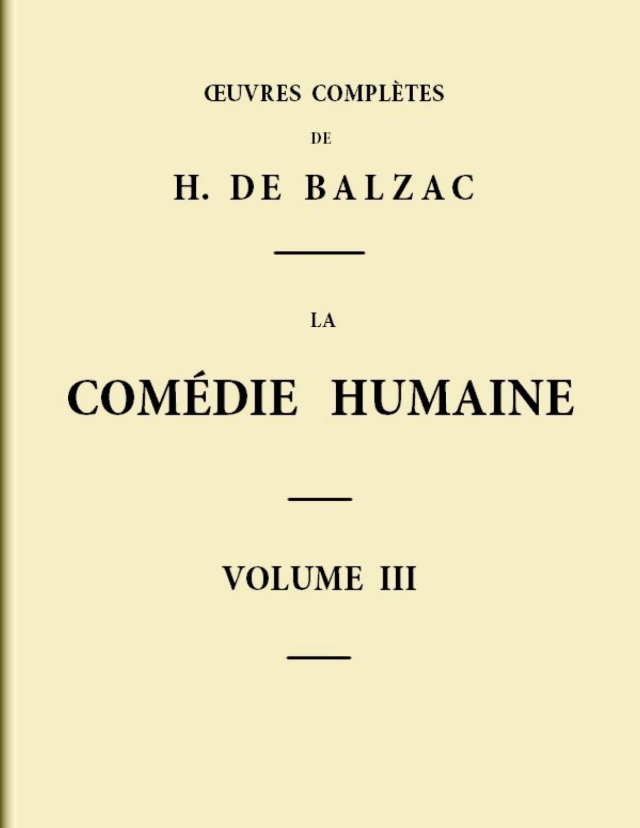 La Comedie Humaine Volume 03