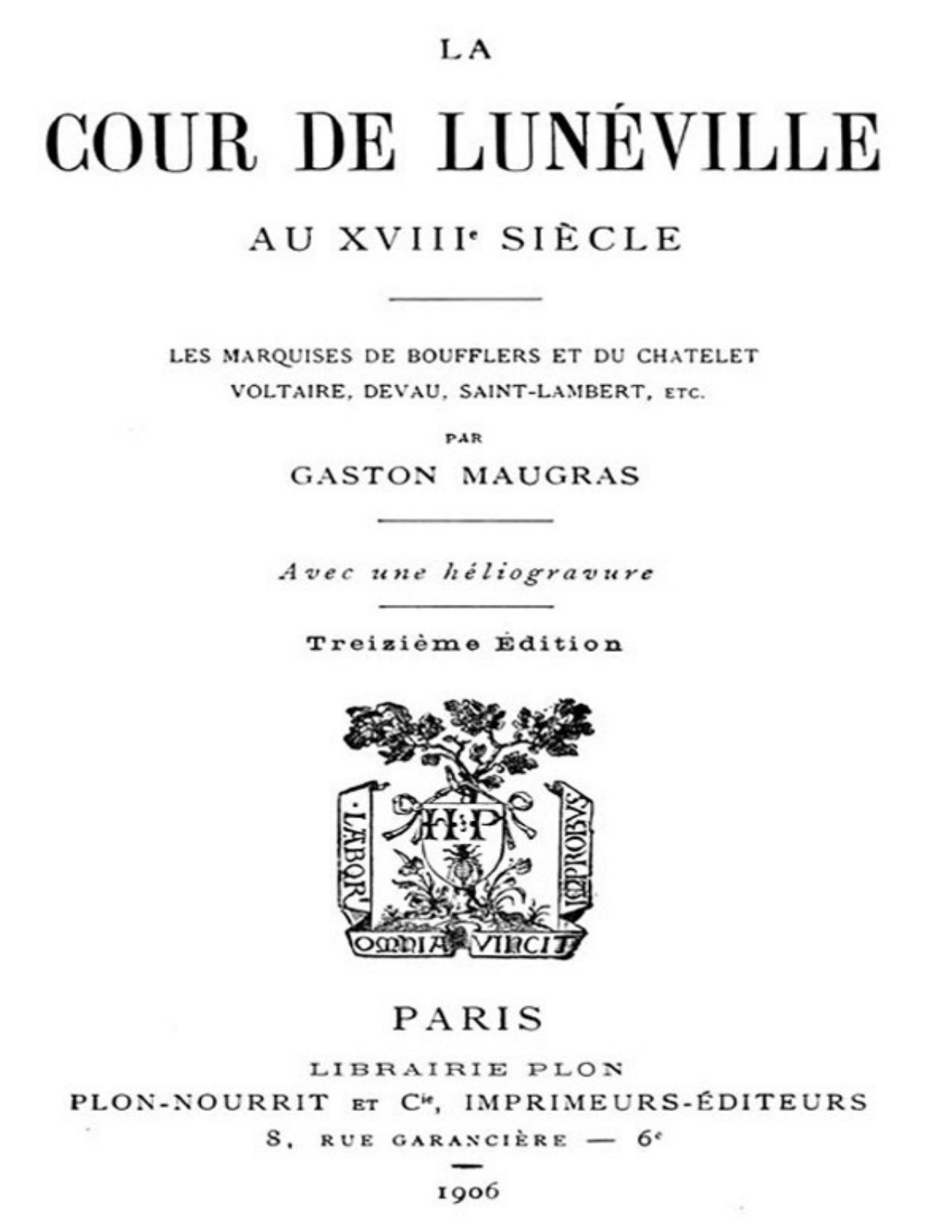 La Cour De Luneville Au XVIIIe Siecle Les Marquises De Bou
