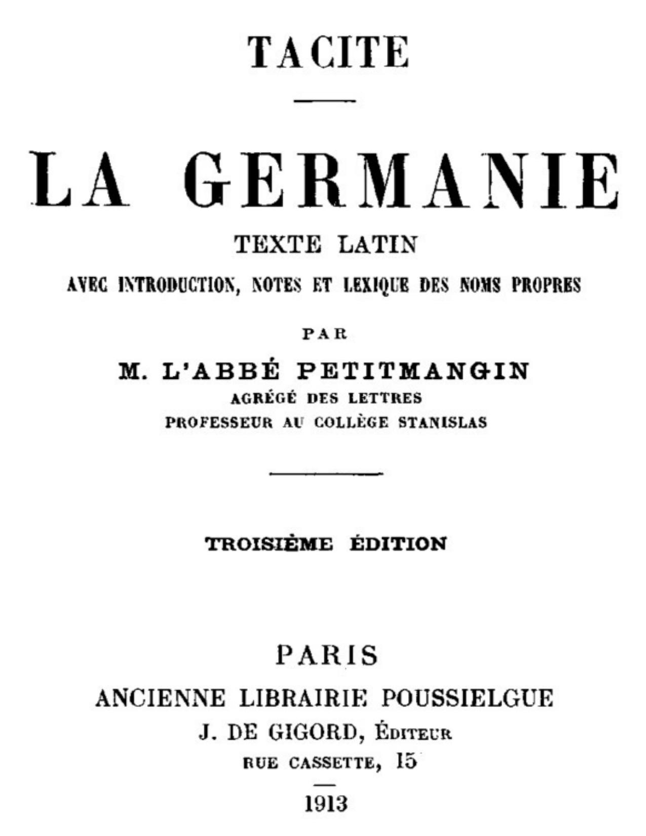 La Germanie Texte Latin Avec Introduction Notes Et Lexiqu