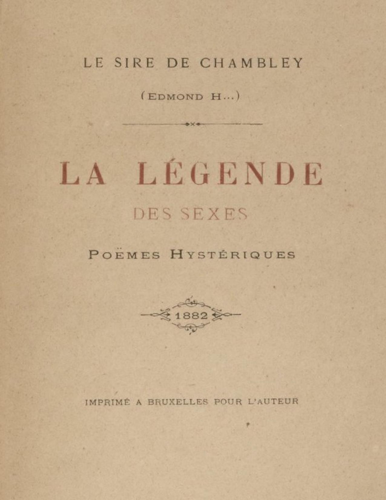 La Legende Des Sexes Poemes Hysteriques