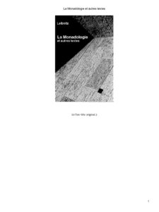 La Monadologie Et Autres Textes