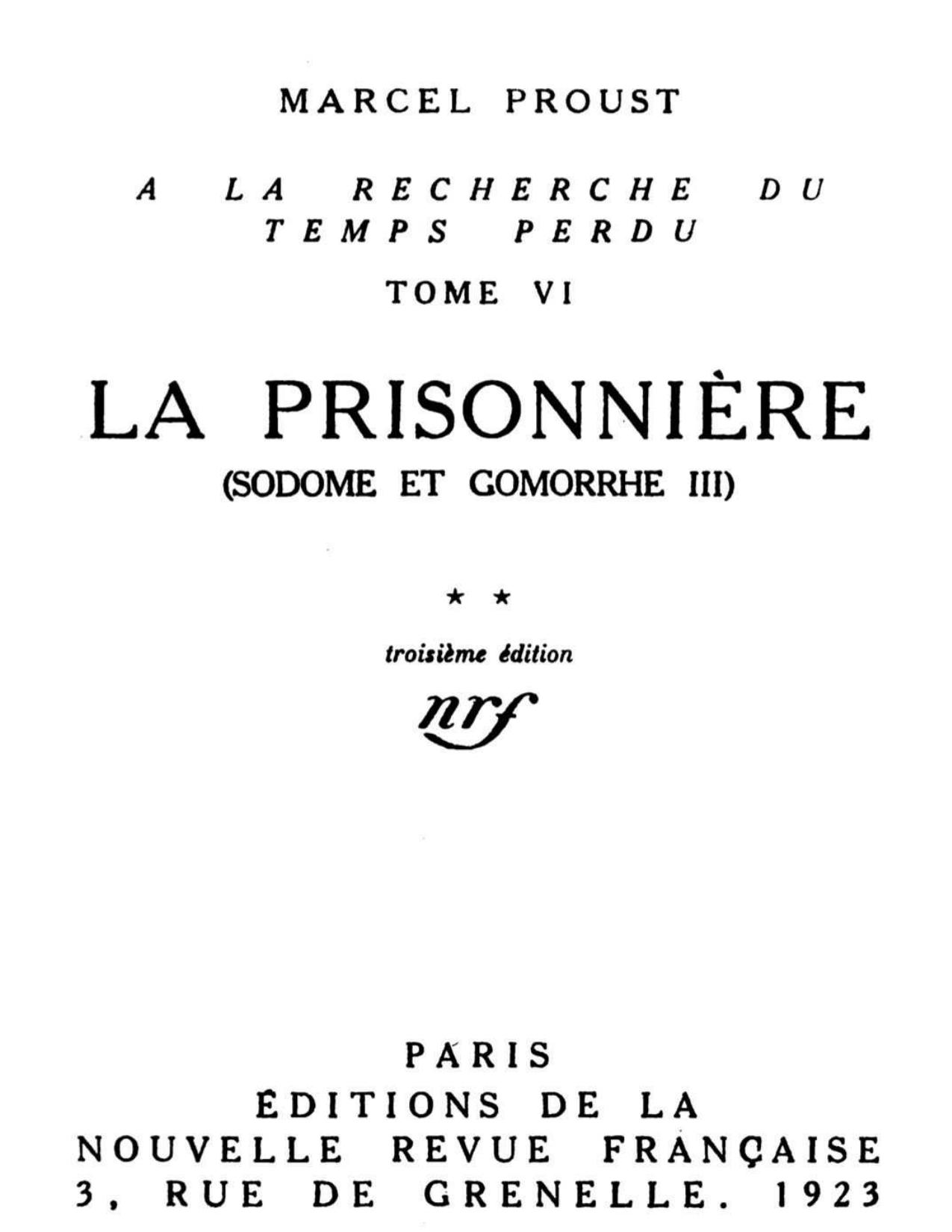 La Prisonniere Sodome Et Gomorrhe III