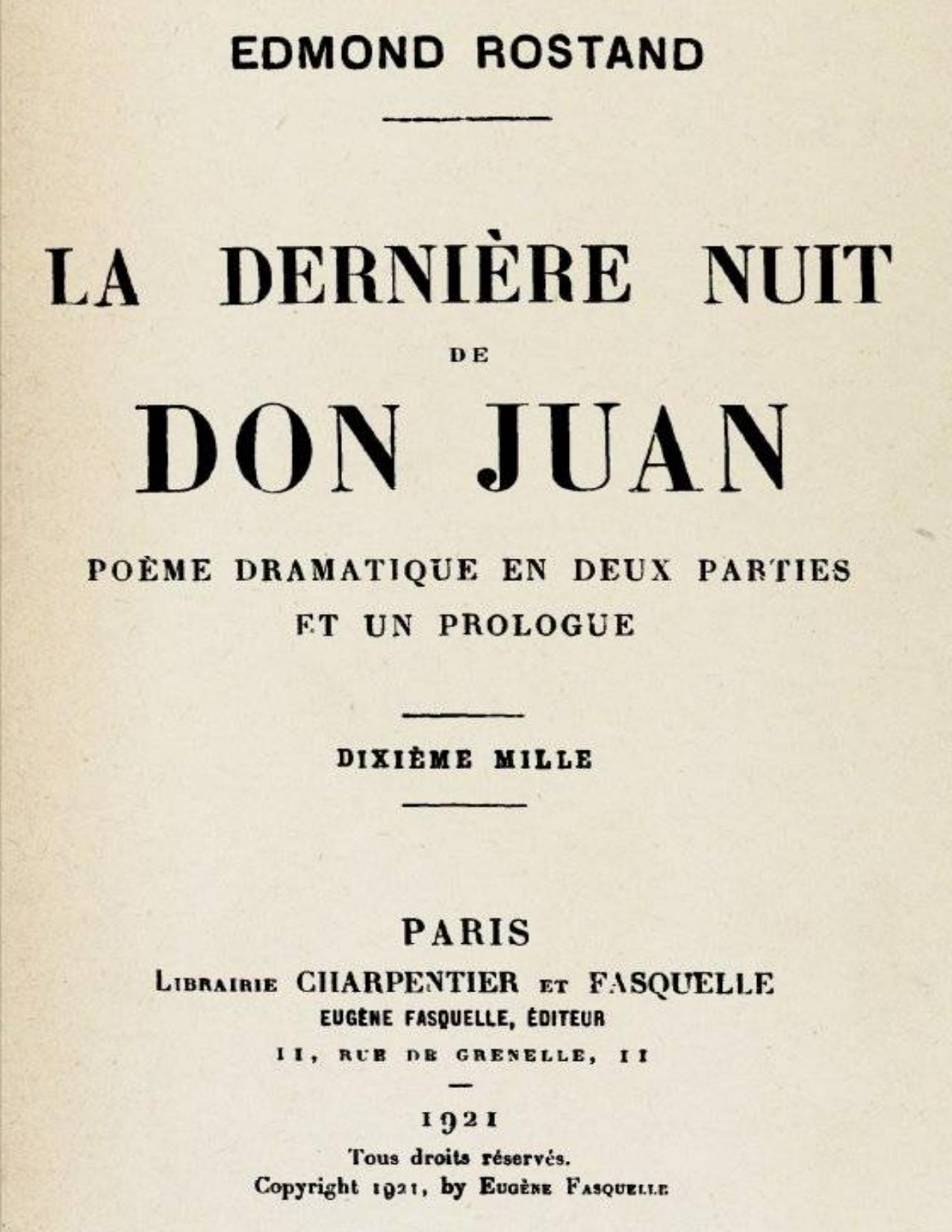 La Derniere Nuit De Don Juan Poeme Dramatique En Deux Parti