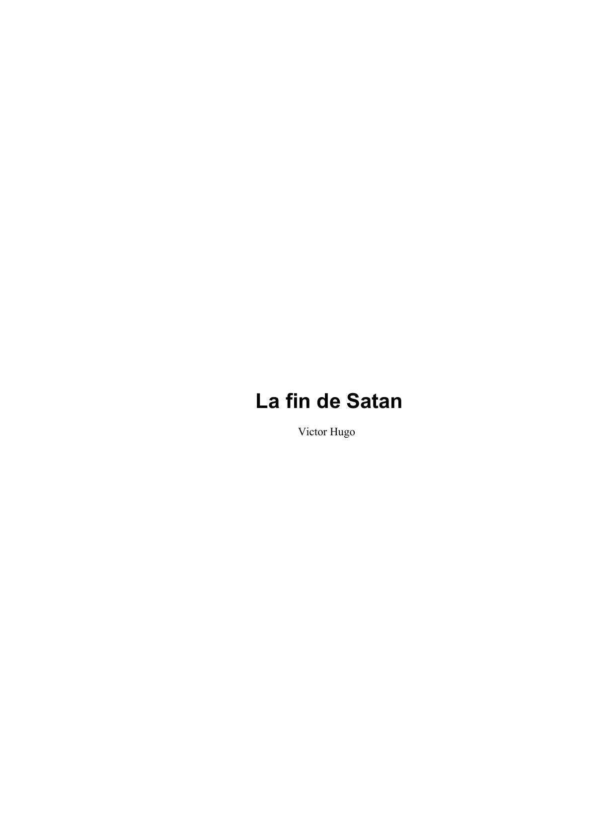 La Fin De Satan