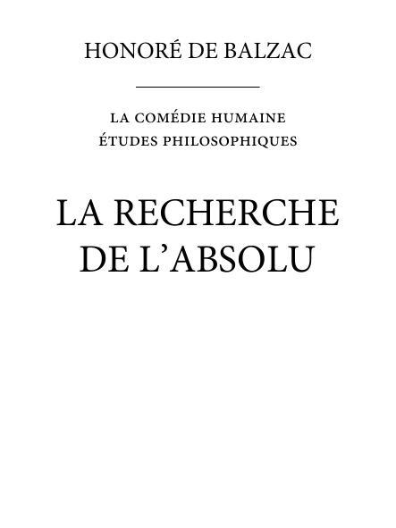 La Recherche De Labsolu