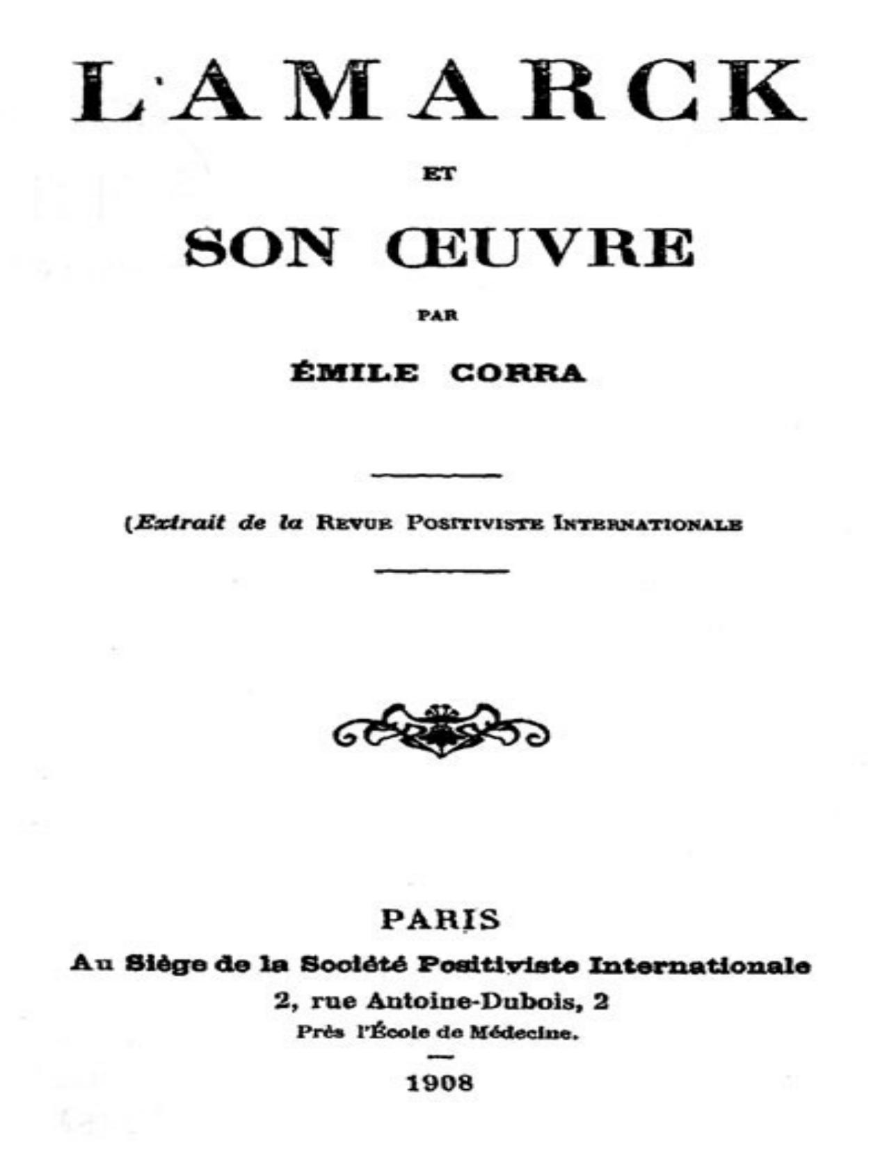 Lamarck Et Son OEuvre